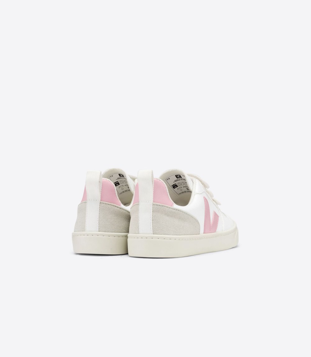 Veja Trainers Kids White/Pink - V-10 Velcro Cwl - WHGN-65234